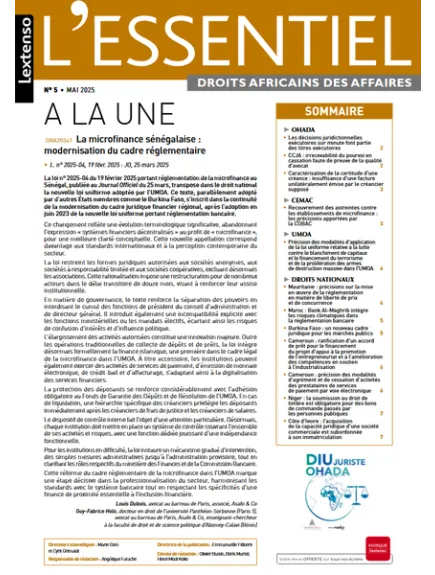 L'ESSENTIEL DROITS AFRICAINS DES AFFAIRES