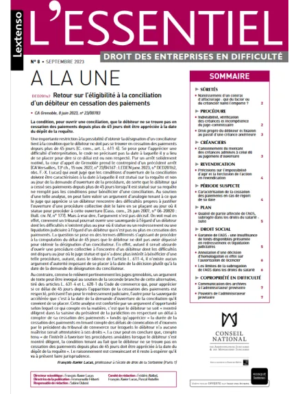 L'ESSENTIEL DROIT DES ENTREPRISES EN DIFFICULTE