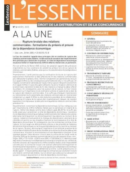 L'ESSENTIEL DROIT DE LA DISTRIBUTION ET DE LA CONCURRENCE