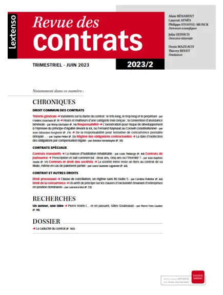 REVUE DES CONTRATS