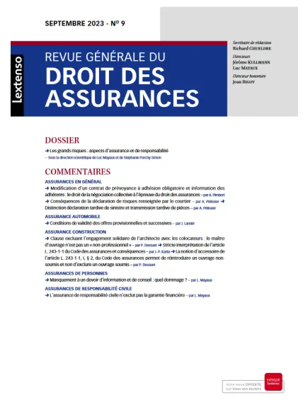 REVUE GENERALE DU DROIT DES ASSURANCES