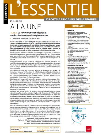 L'ESSENTIEL DROITS AFRICAINS DES AFFAIRES