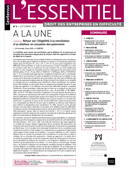 L'ESSENTIEL DROIT DES ENTREPRISES EN DIFFICULTE