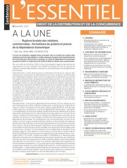 L'ESSENTIEL DROIT DE LA DISTRIBUTION ET DE LA CONCURRENCE