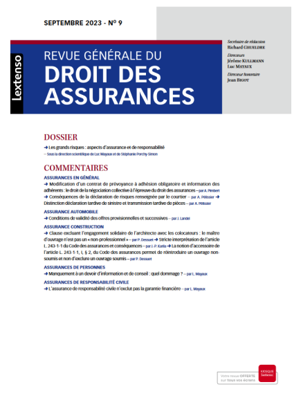 REVUE GENERALE DU DROIT DES ASSURANCES