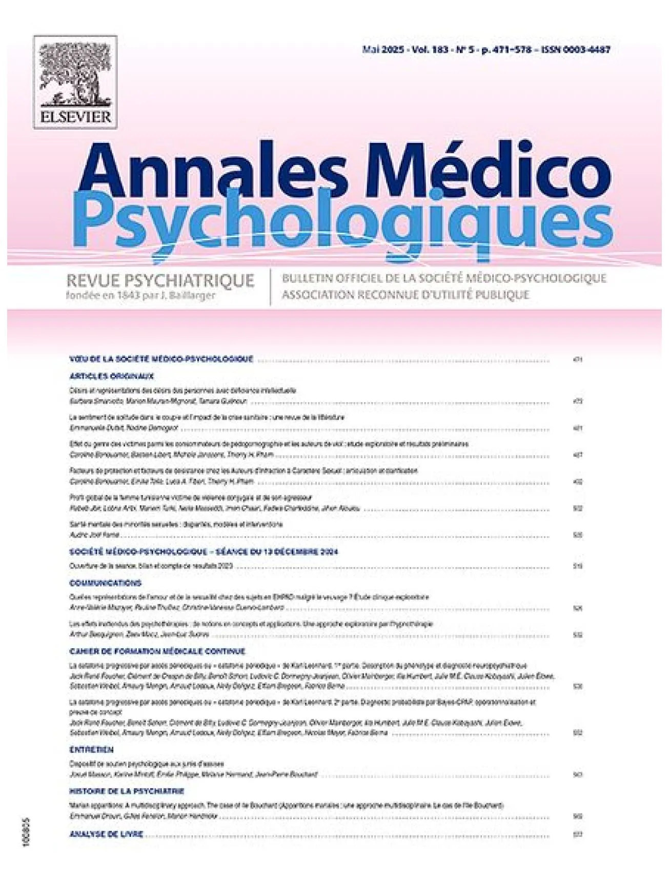 Dernière couverture — Annales Medico Psychologiques