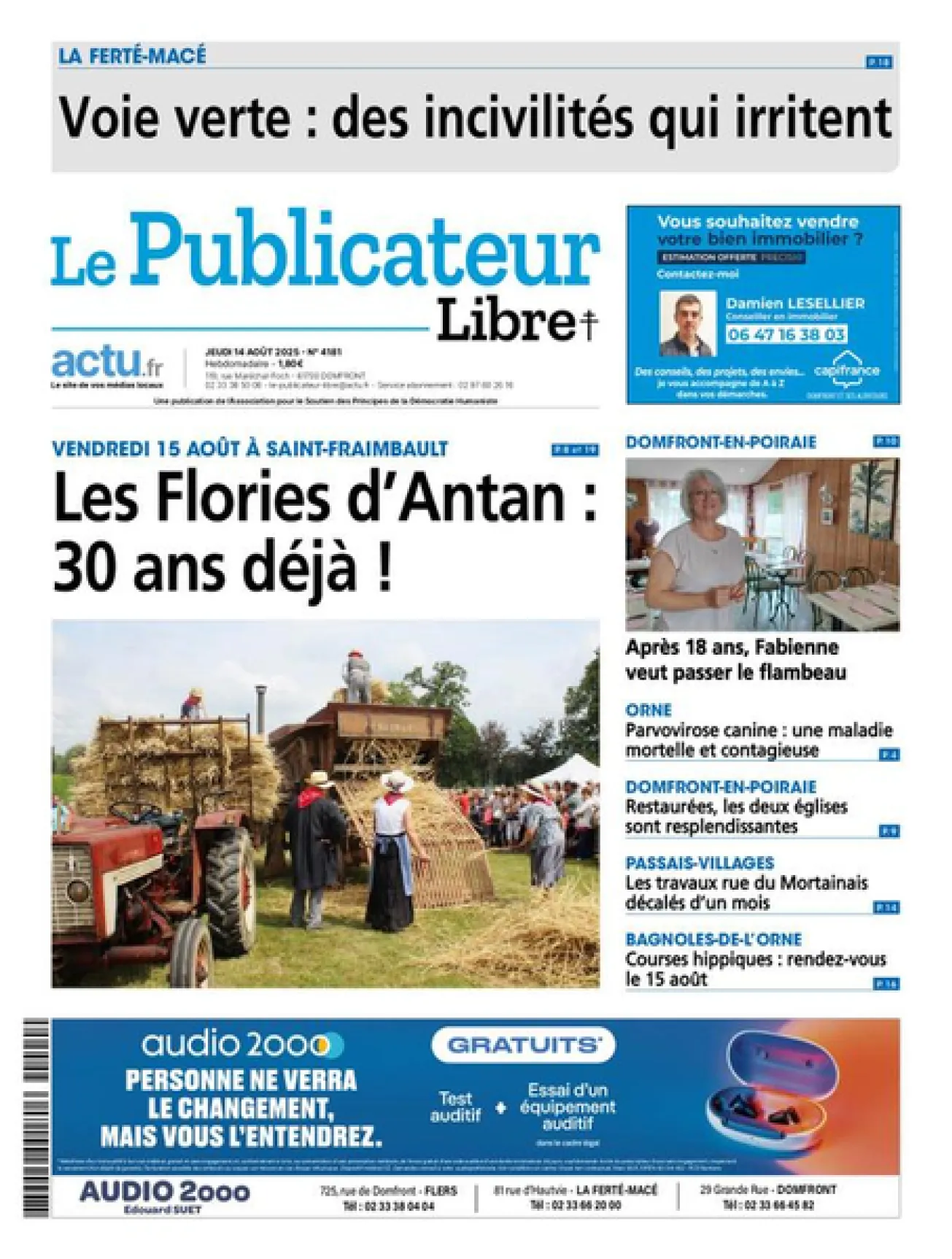 Dernière couverture — Le Publicateur Libre