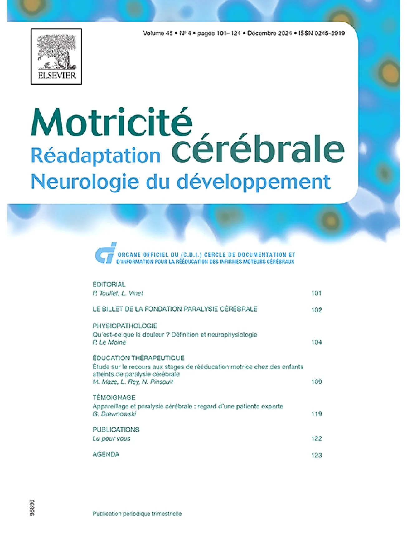 Dernière couverture — Motricite Cerebrale