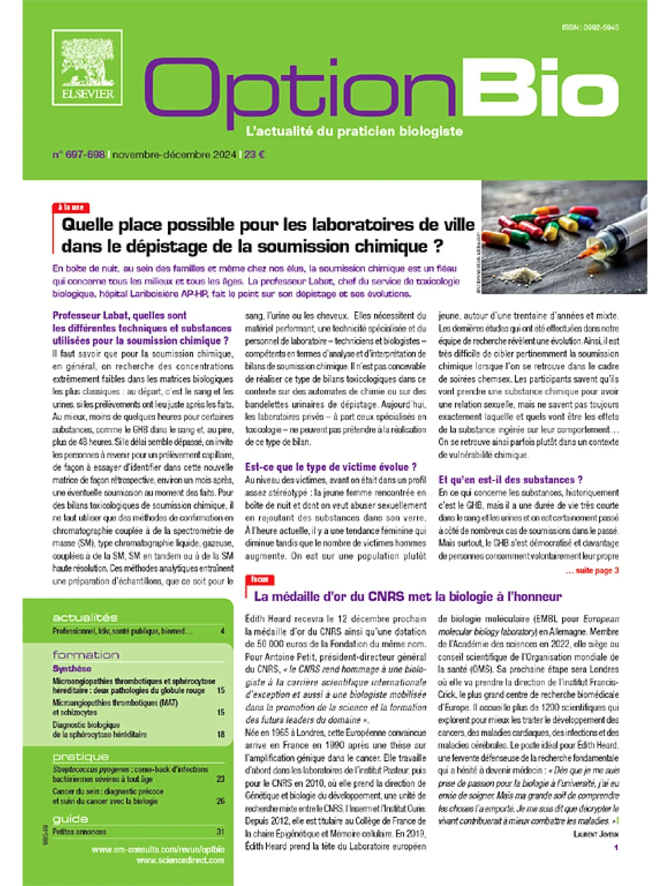 Dernière couverture — Option Bio